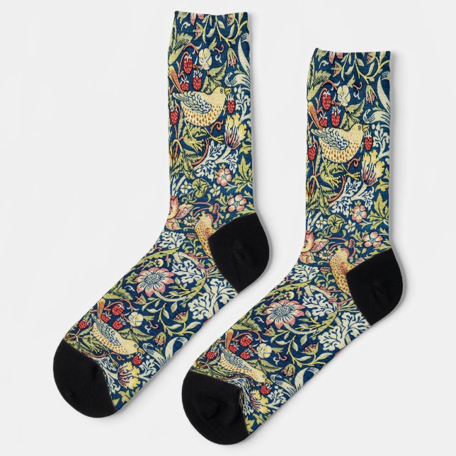 Chaussette Morris - Framboise Voleur d'oiseaux et de fleurs (Gauche)
