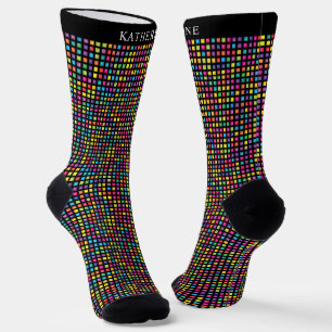 Chaussette Motif à carreaux noir multicolore personnalisé