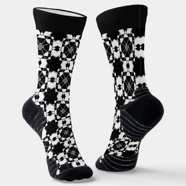 Chaussette Motif à carreaux rétro minimaliste – Design monoch (Angulaire)