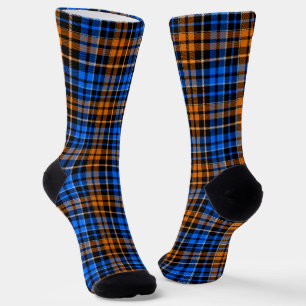 Chaussette Motif à carreaux tartan noir orange bleu 