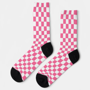 Chaussette Motif À damiers chèque rose blanc