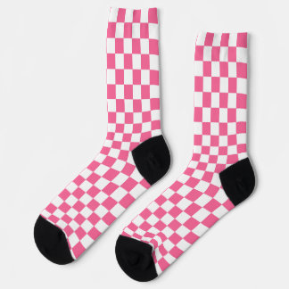 Chaussette Motif À damiers chèque rose blanc