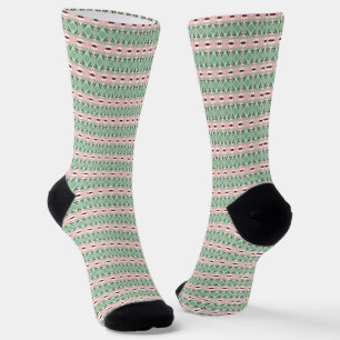 Chaussette Motif à rayures de Noël Cottagecore Bohème Funky