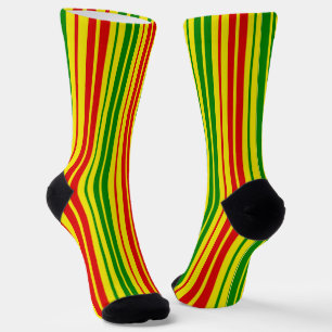 Chaussette Motif à rayures jaunes rouges et vertes  