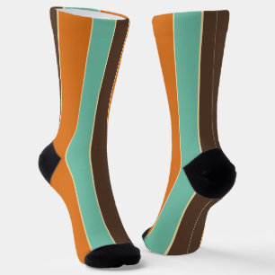Chaussette Motif à rayures vert, noir et orange