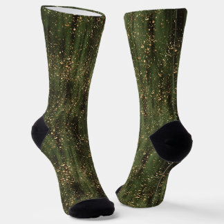 Chaussette Motif Abstrait d'étincelles vert et or