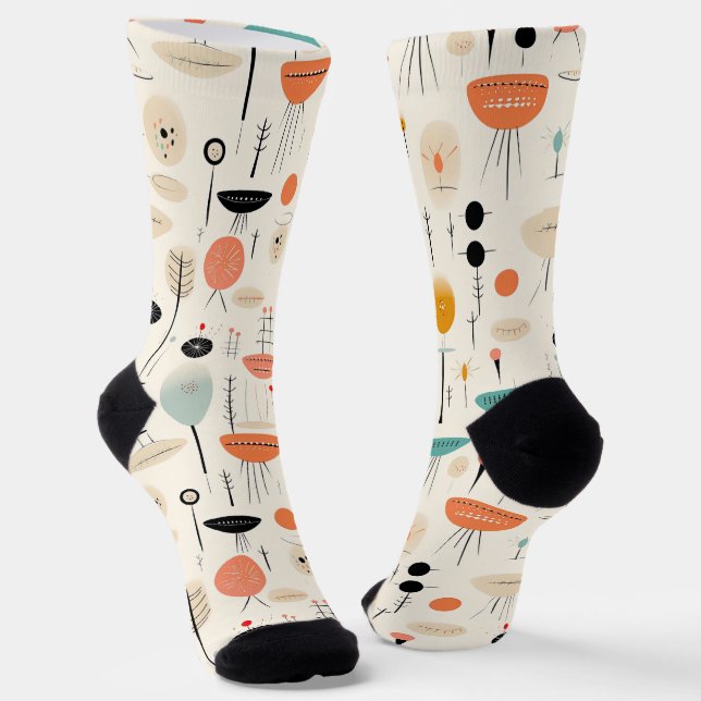 Chaussette Motif abstrait du milieu du siècle  (Angulaire)