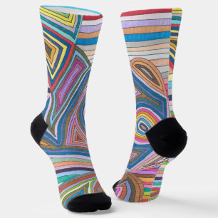 Chaussette Motif Abstrait géométrique rayé