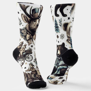 Chaussette Motif Animaux d'hiver vintages