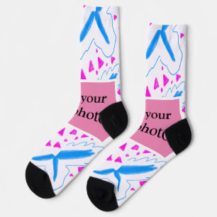 Chaussette Motif aquarelle bleu rose ajoutez nom texte person