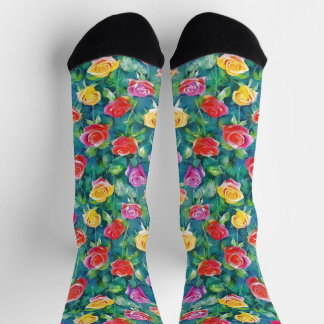 Chaussette Motif aquarelle de fleurs luxuriantes de jardin