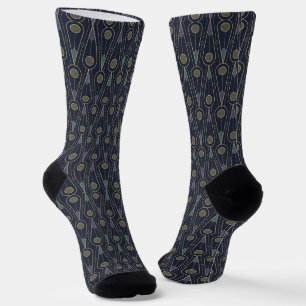 Chaussette Motif Art Déco avec des formes géométriques en or