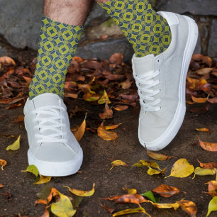 Chaussette motif art déco en olive & noir