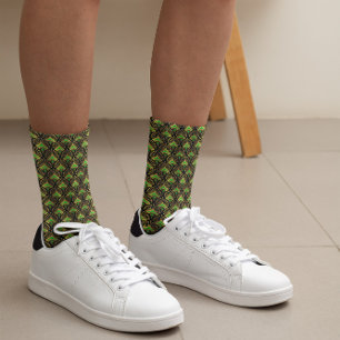 Chaussette Motif Art déco or et vert sur noir