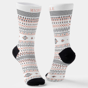 Chaussette Motif Aztec blanc personnalisé