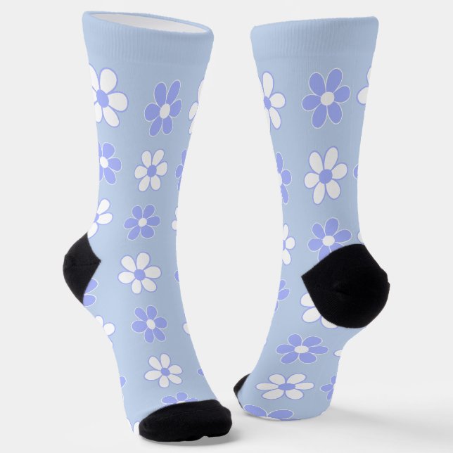 Chaussette Motif bleu ciel et blanc sur bleu clair (Angulaire)