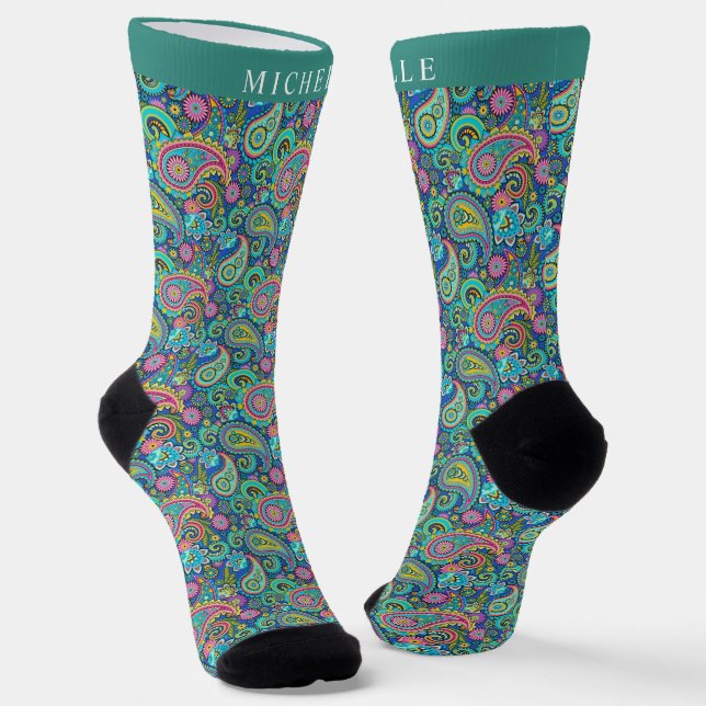 Chaussette Motif bleu foncé bleu pâle personnalisé (Angulaire)