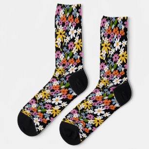Chaussette Motif botanique sans couture dessiné à la main et