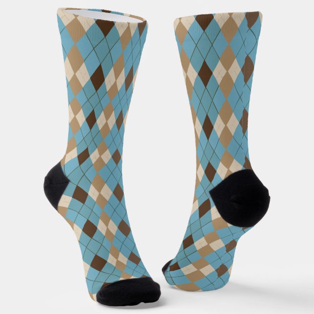 Chaussette Motif Brown bleu En vichy (Angulaire)