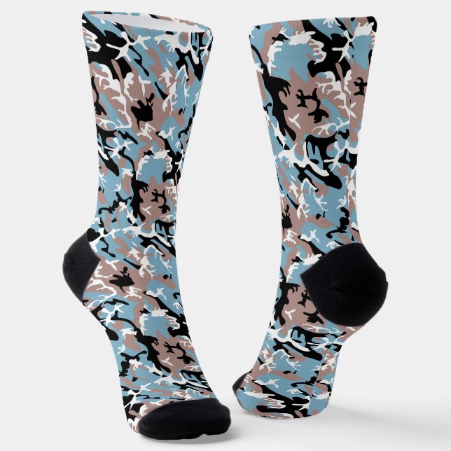 Chaussette Motif Camo - Rouge gris Bleu Bleu Bleu Noir (Angulaire)
