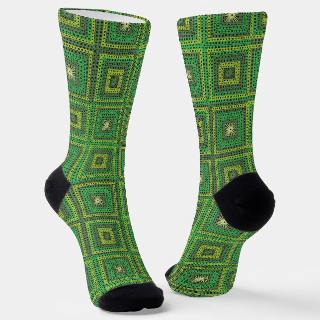 Chaussette Motif Carré Green Granny (Angulaire)