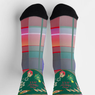 Chaussette Motif carreaux de rennes du Père Noël de Noël