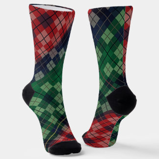 Chaussette Motif carreaux grunge PNW multicolore