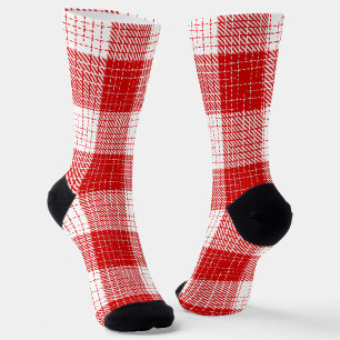 Chaussette Motif carreaux rouge et blanc gras à carreaux