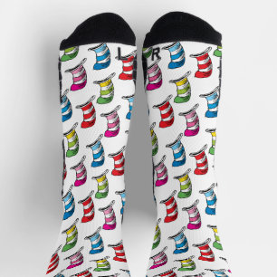 Chaussette Motif Chapeau Coloré du Chat au Chapeau