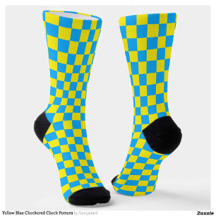 Chaussette Motif chèque À damiers bleu jaune
