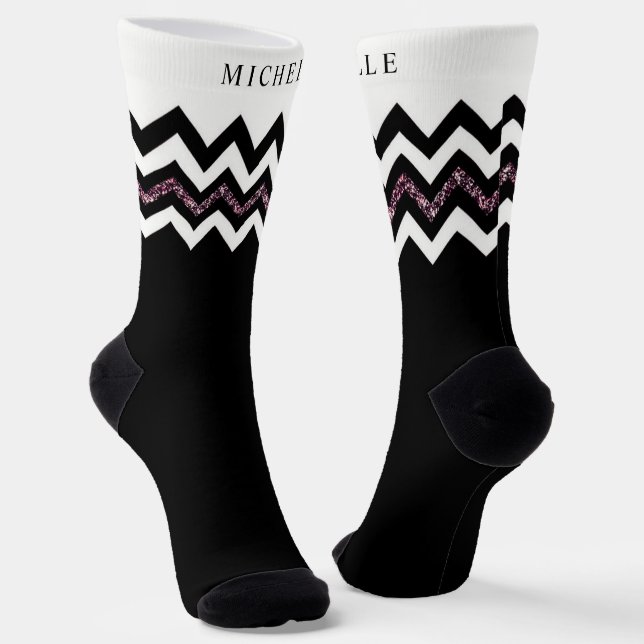 Chaussette Motif Chevron de Parties scintillant blanc blanc p (Angulaire)