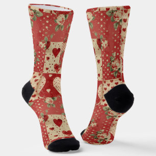Chaussette Motif Chic Red Patchwork