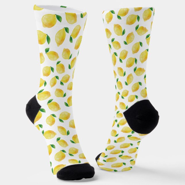Chaussette Motif citron aquarelle (Angulaire)