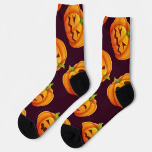 Chaussette motif citrouille