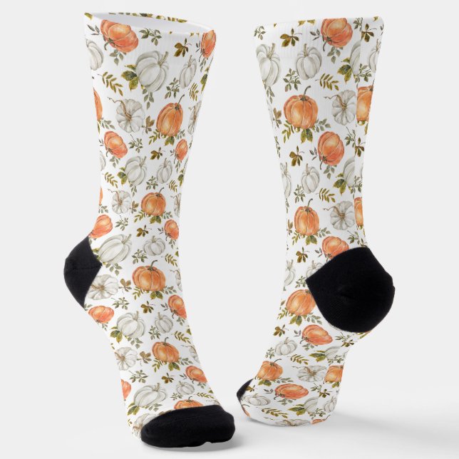 Chaussette Motif Citrouille d'aquarelle d'automne (Angulaire)