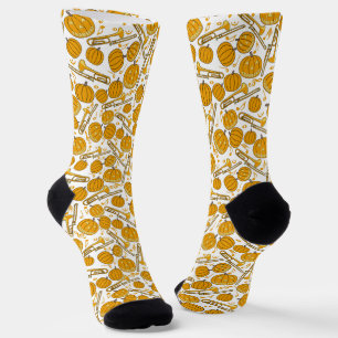 Chaussette Motif Citrouille Trombone Halloween