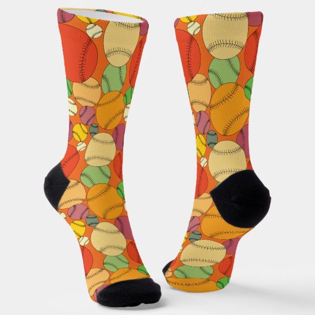 Chaussette Motif coloré de Baseballs (Angulaire)