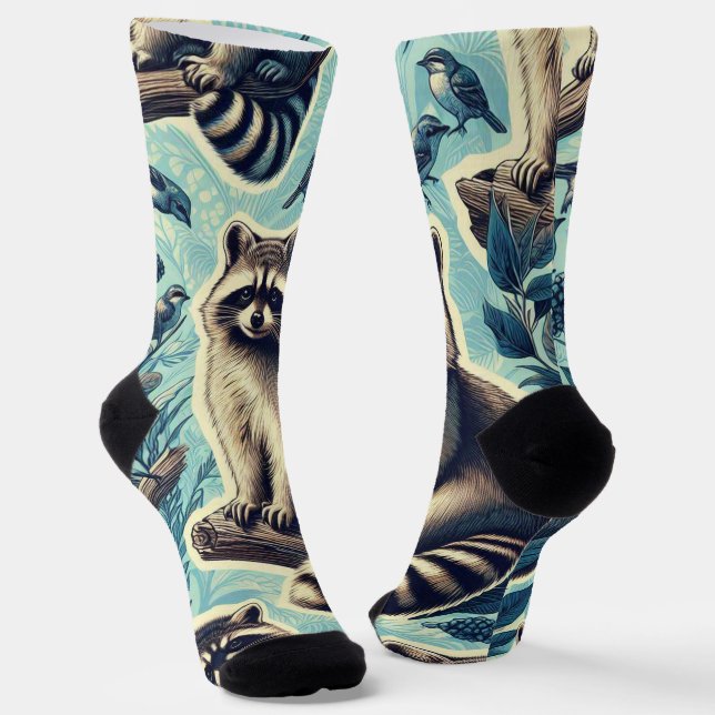 Chaussette Motif Cute Racoon (Angulaire)