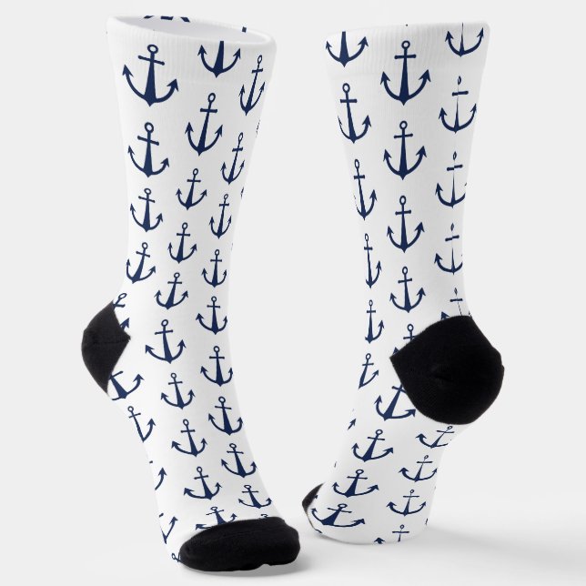 Chaussette Motif d'Ancre bleu blanc (Angulaire)