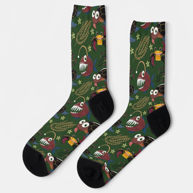 Chaussette Motif d'animaux aquatiques | vie sous-marine en me (Gauche)