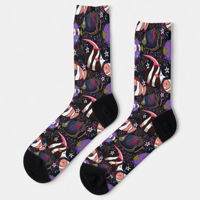 Chaussette Motif d'animaux aquatiques | vie sous-marine océan (Gauche)
