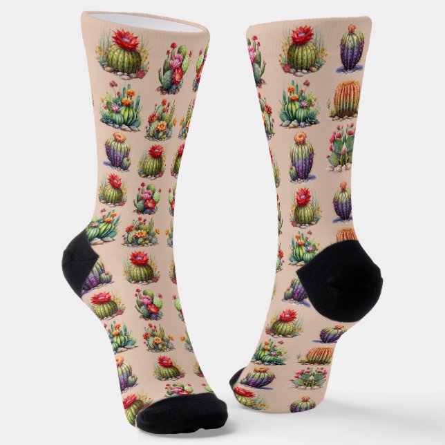 Chaussette Motif d'aquarelle Cactus (Angulaire)