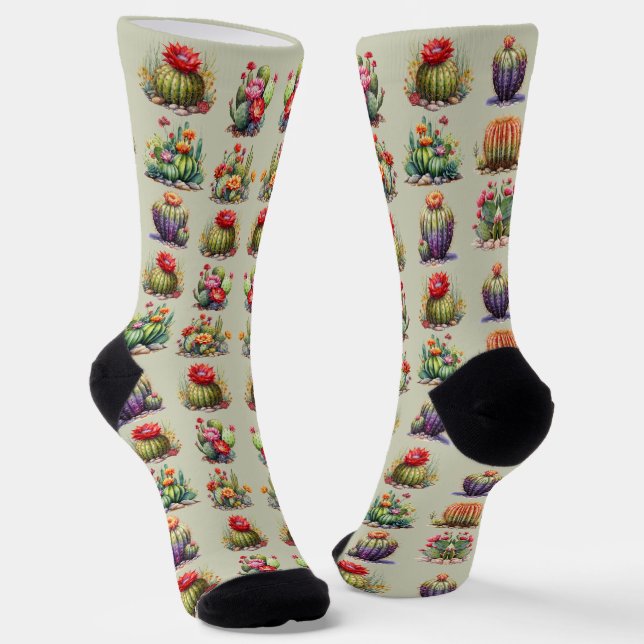 Chaussette Motif d'aquarelle Cactus (Angulaire)