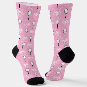Chaussette Motif de balle de golf à nœud rose élégant