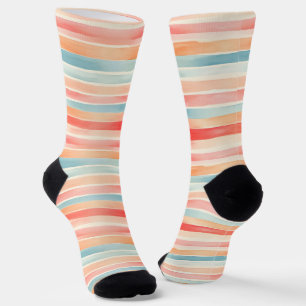 Chaussette Motif de bande colorée à l'aquarelle vive