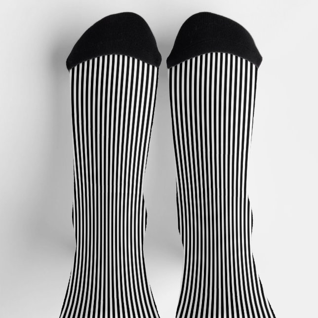 Chaussette Motif de bandes verticales noir et blanc classique (Haut)