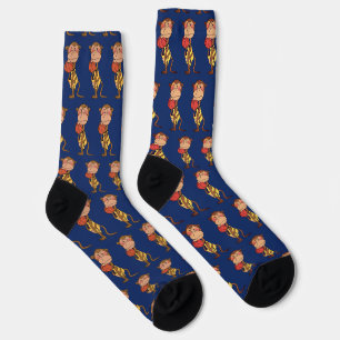 Chaussette Motif de basket-ball de singe de dessin animé drôl