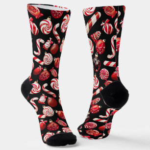Chaussette Motif de bonbons de Noël rouge