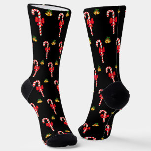 Chaussette Motif de canne à bonbons de Noël sur chaussettes n