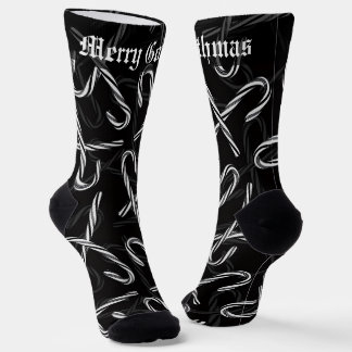 Chaussette Motif de canne à bonbons noir et blanc de Gothmas